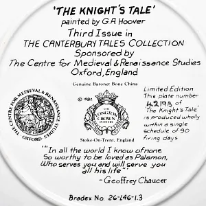 Коллекционная тарелка «Кентерберийские истории. Рассказ рыцаря», Фарфор The Longton Crown Англия.