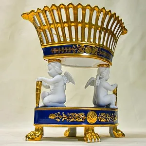 Коллекционная Фарфоровая Ваза - Фруктовница «Два Ангела - Путти», Sevres Style Франция.