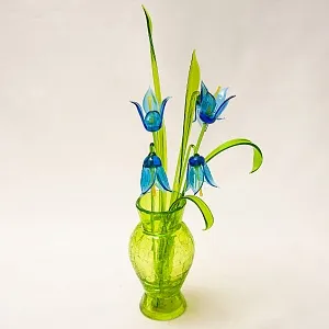 Авторская Стеклянная Статуэтка «Цветы КОЛОКОЛЬЧИКИ», Цветное стекло, Россия.
