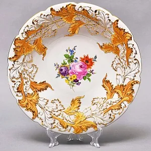 Коллекционное Фарфоровое Блюдо «Букет с розой», MEISSEN Германия, первая половина ХХ века. 