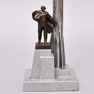 Настольный Сувенир - Памятный Подарок - «Циолковский - Ракета - Космос» Металл, СССР - 70 гг.