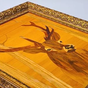 Редкость! Большое Деревянное Панно - Картина «Охота - Олень» СССР - 1978 год.