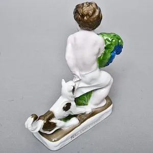 Редкая! Фарфоровая статуэтка «Мальчик с виноградом и собака», ROSENTHAL Германия, первая половина ХХ века. 