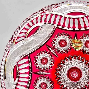 Блюдо - Фруктовница Розово-Красного Хрусталя JOSKA BODENMAIS Германия D-29,5 см., конец 60-х гг.