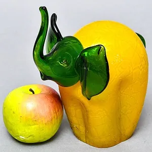 Авторская Коллекционная Стеклянная Статуэтка - Ваза «СЛОН», Цветное стекло, Россия. 