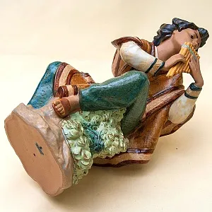 Большая Коллекционная Фарфоровая статуэтка «Юноша играющий на флейте», серия Грес Lladro Испания -1986г.