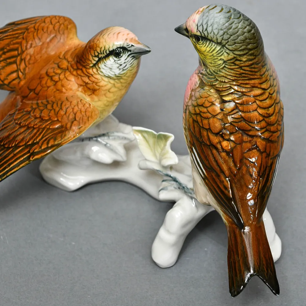 Пара Птиц - Фарфоровая Статуэтка «Чечётки», Karl Ens, Германия - середина ХХ века.