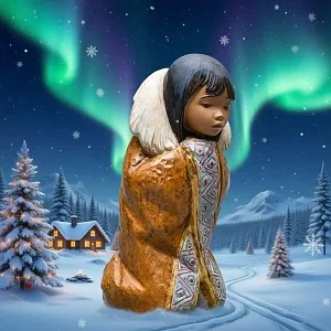 Фарфоровая Статуэтка «Девочка эскимос. Арктическая зима», Грес Lladro, Испания.