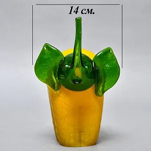 Авторская Коллекционная Стеклянная Статуэтка - Ваза «СЛОН», Цветное стекло, Россия. 