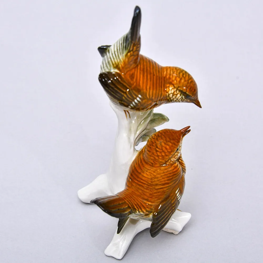 Фарфоровая Статуэтка «Пара Птиц - Крапивники», Карл Энс / Karl Ens Германия, середина ХХ века.