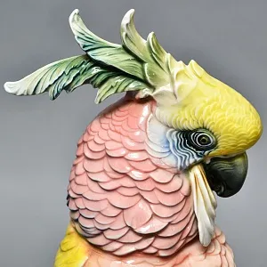Большая Фарфоровая Статуэтка «Птица. Желто - Розовый Какаду» Н -36 см., Karl Ens Германия, 50-е годы.