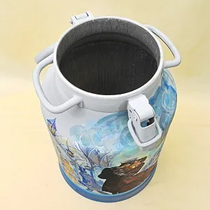 Авторская Картина на Винтажном Бидоне «Паровоз, Перрон и Любовь» - «Зонтичница» или Ёмкость - для хранения зонтов и тростей .