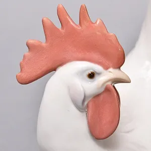 Коллекционная Фарфоровая статуэтка «Белый Петух», Lladro Испания, 1969 - 1979 годы. 