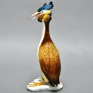 Редкость!  Птица - Большая Фарфоровая статуэтка «Чомга - Поганка» Карл Энс / Karl Ens, Германия -50 гг.