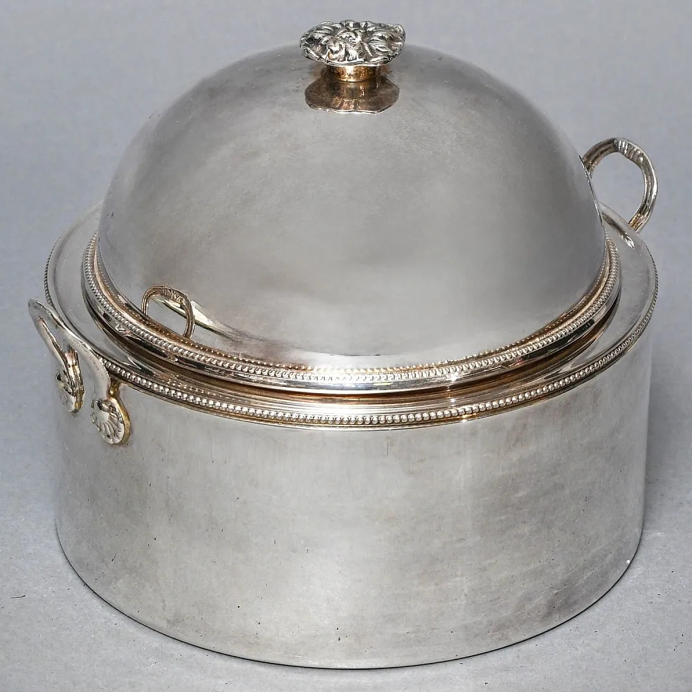 Сервировочная Металлическая Икорница со стеклянной вставкой, Silverplate, Sheffield Англия.