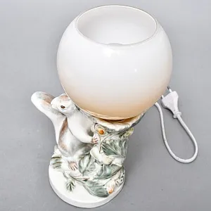 Фаянсовая Настольная Лампа - Светильник «Белка» СССР ЗиК Конаково - 1958 год.