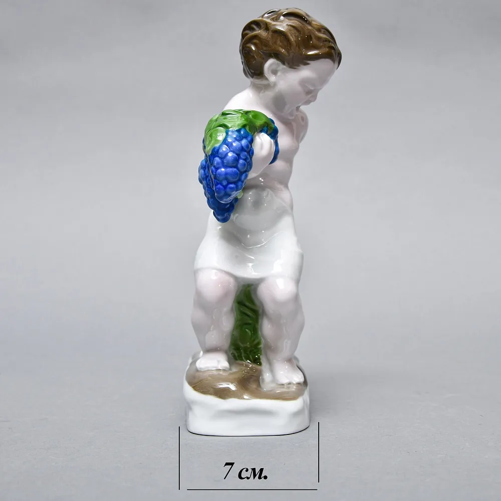 Редкая! Фарфоровая статуэтка «Мальчик с виноградом и собака», ROSENTHAL Германия, первая половина ХХ века. 