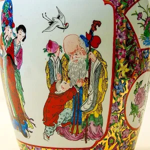 Винтажная Фарфоровая Ваза «КИТАЙСКИЕ МУДРЕЦЫ», Н -36см, Старый Китай -70-е годы ХХ века.