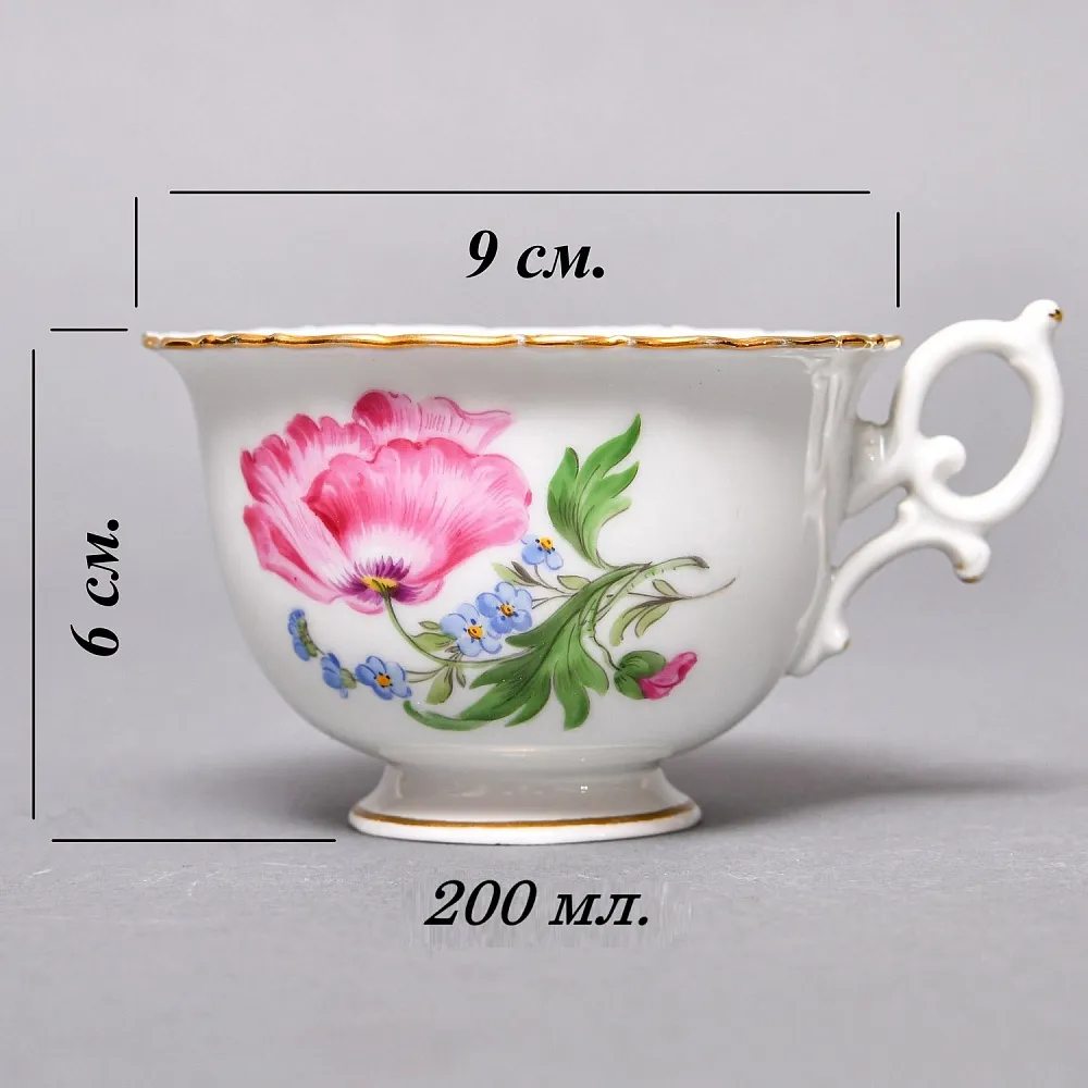 Чайный набор «Мейсенский букет» на 6 персон, Фарфор MEISSEN Германия, 1924 - 1934 годы. 