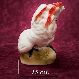 Большая Статуэтка Птица - Попугай - Какаду Малуккский, фарфор ИФЗ, Россия.