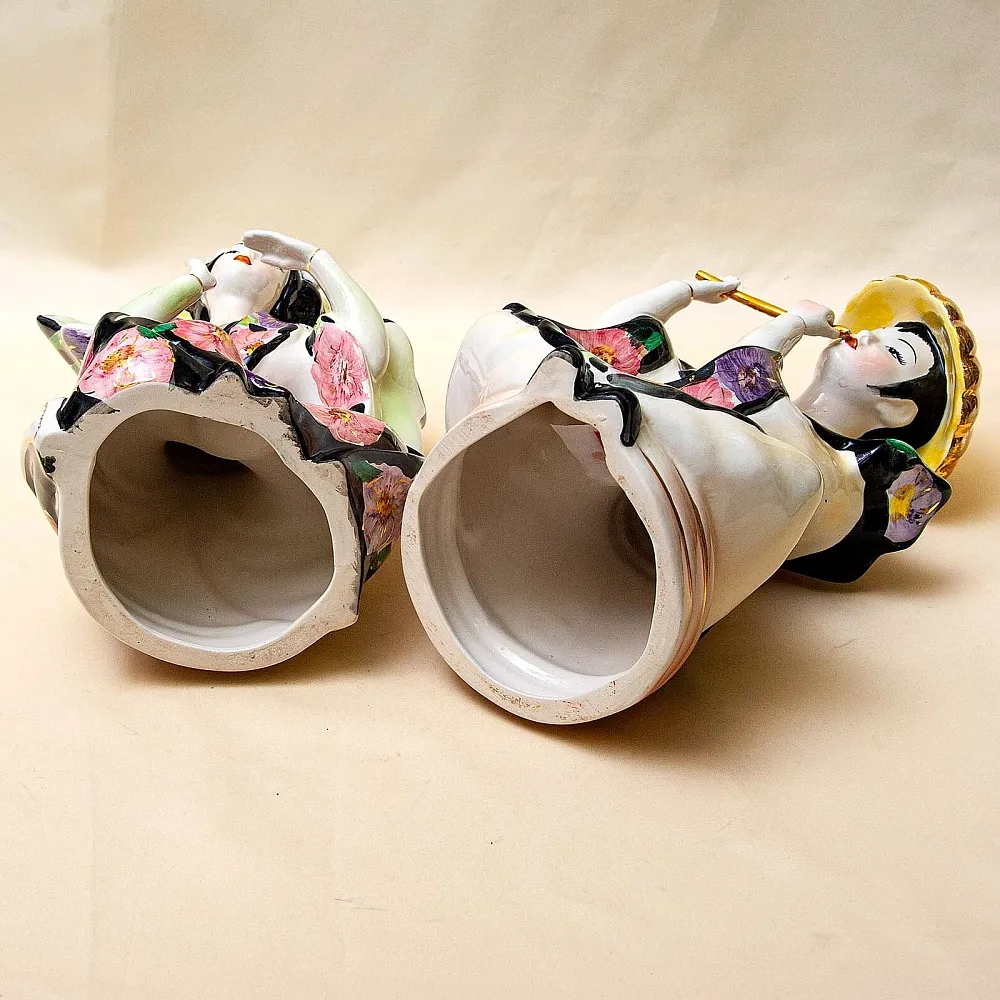 Парные Статуэтки «ДУЭТ - КИТАЙСКИЕ МУЗЫКАНТЫ», Фаянс CIA MANNA, Италия 70 гг.