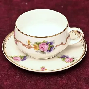 Антикварная Коллекционная Кофейная пара «Летние цветы», Rosenthal Германия, 20-е гг. ХХ века.