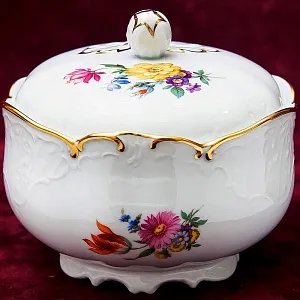 Фарфоровая Сахарница - Конфетница «Летний сад» Furstenberg, Германия середина ХХ века.