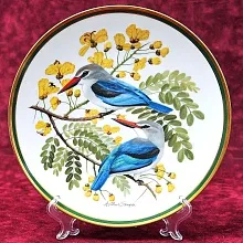 Коллекционная Тарелка - Блюдо «Лесной зимородок» Фарфор, Franklin Porcelain США - 80-е гг.