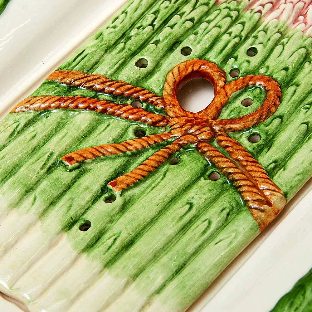 Фаянсовое Сервировочное Блюдо - Судок для подачи Спаржи, Франции начало ХХ века.