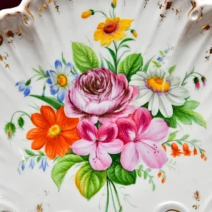 Антикварная Фарфоровая Тарелка - Блюдо «Летний букет с Ромашкой», Германия, конец ХIX - начало ХХ веков.