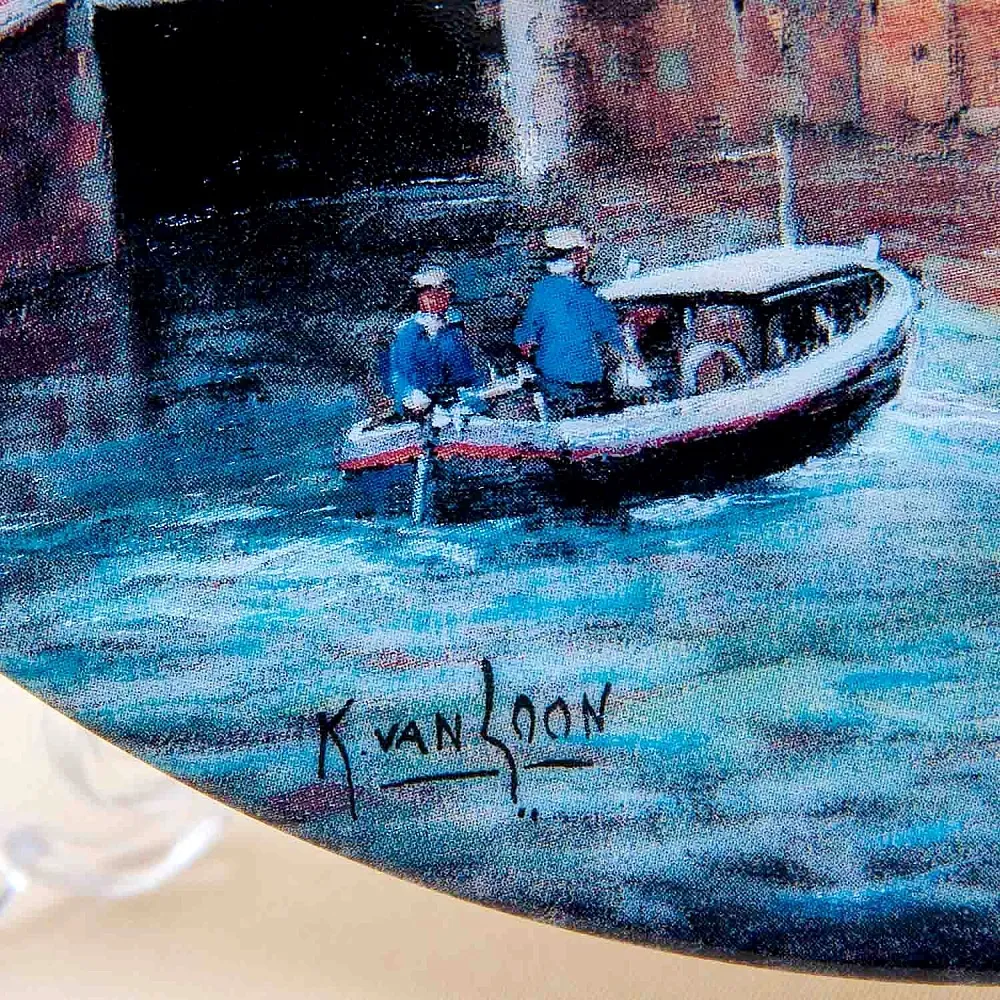 Коллекционная Тарелка «Канал Сингел в Амстердаме» Фарфор, Royal MOSA, Голландия -1991 год.