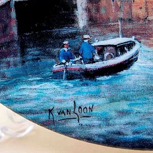 Коллекционная Тарелка «Канал Сингел в Амстердаме» Фарфор, Royal MOSA, Голландия -1991 год.
