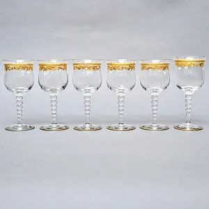 Хрустальные Фужеры - Бокалы для вина серия «Gold Laura», JOSEPHINENHUTTE, Германия -50 гг.