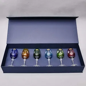 Редкость! Шесть Бокалов для вина из Цветного Хрусталя «ВИНОГРАД», NACHTMANN Германия конец ХХ века.