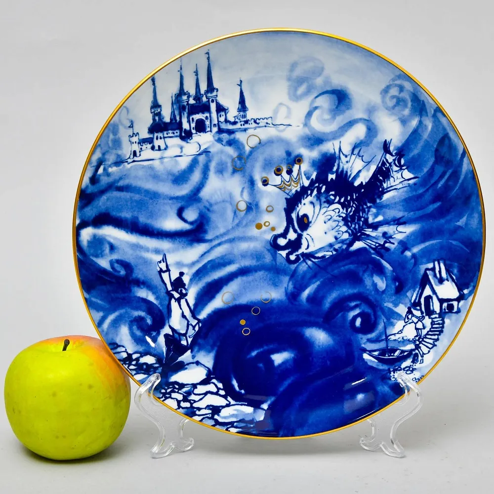 Коллекционная Фарфоровая Тарелка - Блюдо «Сказка. Золотая Рыбка», MEISSEN Германия - 1990 год.