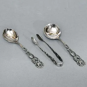 «Хильдесхаймская роза» - Десертный Сервировочный Набор, Silverplate, Германия 60-е годы.