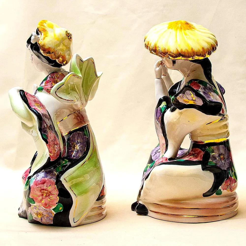 Парные Статуэтки «ДУЭТ - КИТАЙСКИЕ МУЗЫКАНТЫ», Фаянс CIA MANNA, Италия 70 гг.