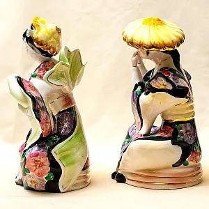 Парные Статуэтки «ДУЭТ - КИТАЙСКИЕ МУЗЫКАНТЫ», Фаянс CIA MANNA, Италия 70 гг.