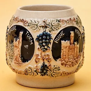 Крюшонница - Горшок для Глинтвейна «Старинные Замки» + 4-е Кружки Фаянс Германия