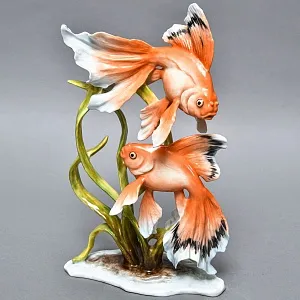 Коллекционная Фарфоровая статуэтка «Две золотые рыбки», ROSENTHAL Германия, 1974 - 1982 годы.