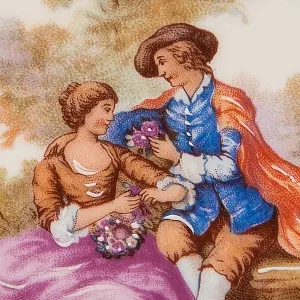 Коллекционная Тарелка «Свидание в лесу» Фарфор, Лимож (Limoges) Франция, середина ХХ века.