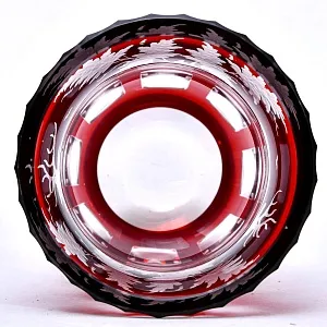 Винтажная Ваза «Охота» Рубиновый Хрусталь, Egermann, Богемия, Чехия, середина ХХ века.