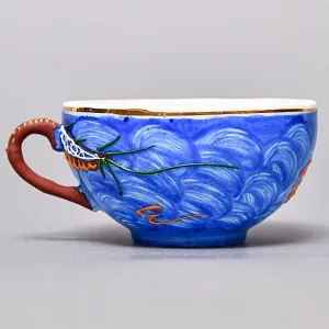 Чайный Сервиз на 6 персон «Синий Дракон», Фарфор SATSUMA Япония, середина ХХ века. 