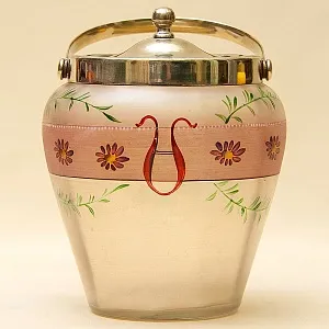 «Пастораль» - Бисквитница - Сахарница - Баночка с крышкой, Стекло Англия 50-е годы ХХ века.