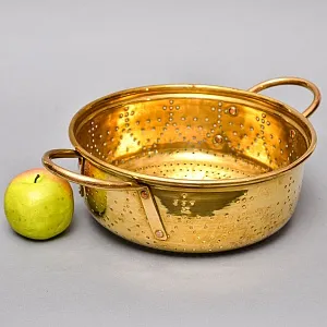 Большой Старинный Латунный Дуршлаг - Сито - Сотейник Франция начало ХХ века.