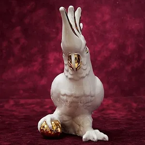 Авторская Коллекционная Фарфоровая Статуэтка «Птица -Попугай - Белый Какаду» Россия.