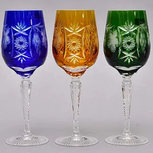 Редкость! Шесть Бокалов для вина из Цветного Хрусталя «ВИНОГРАД», NACHTMANN Германия конец ХХ века.