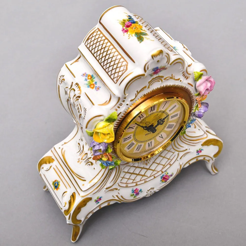 Каминные Кварцевые Часы в стиле Рококо «Цветочные Гирлянды», Германия 80-е годы ХХ века.