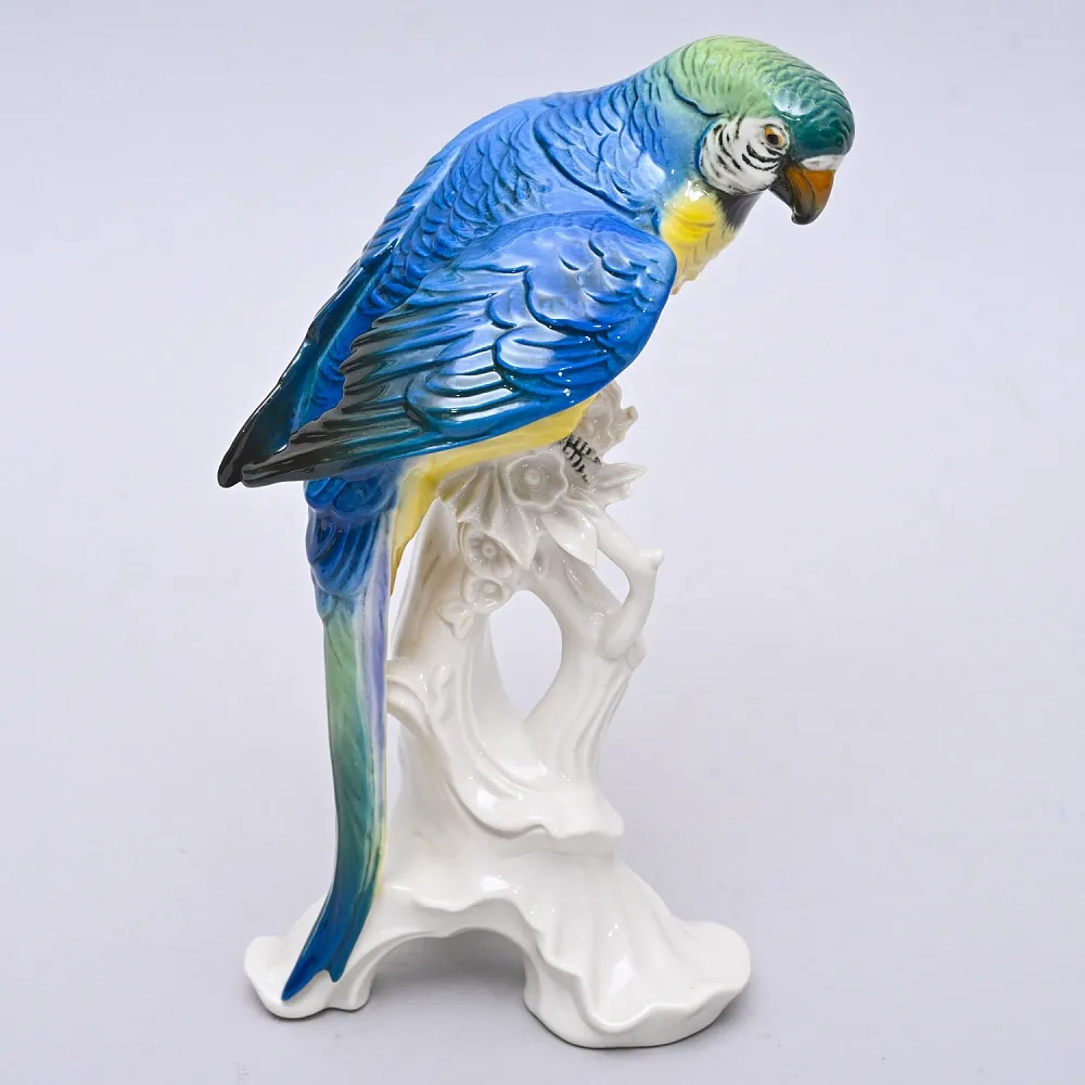 Птица - Фарфоровая статуэтка «Синий Попугай», Karl Ens Германия, 50-е гг.