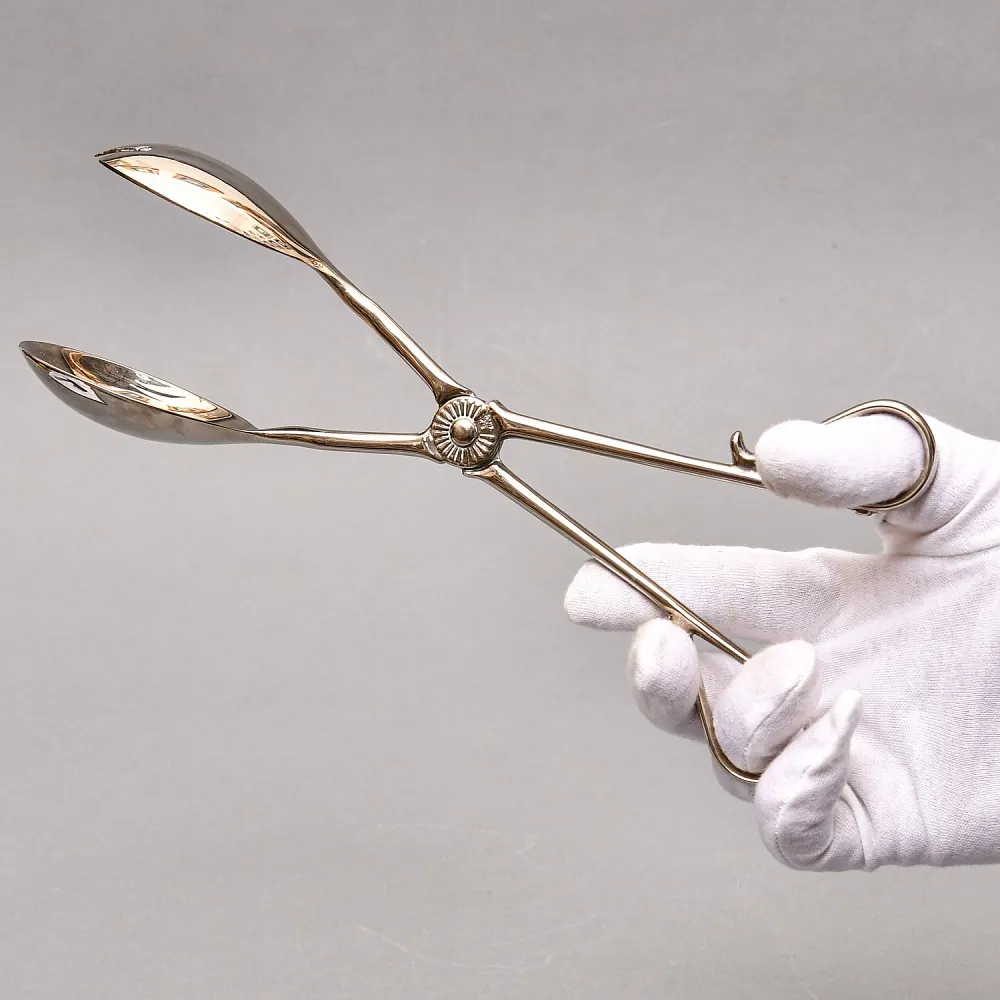 Сервировочные Щипцы для салата, Металл Silverplate, Англия - середина ХХ века.